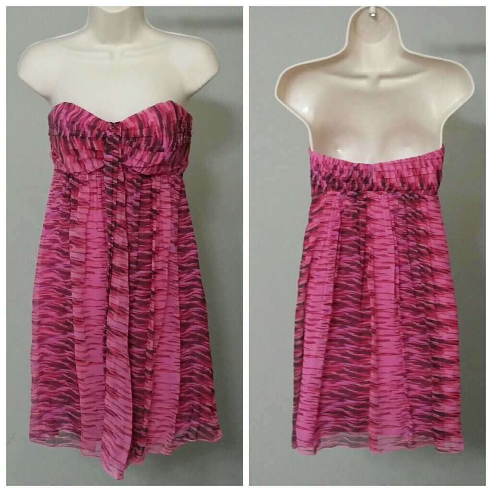 Express Strapless, Knee Length Pink Dress
